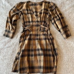 Free People Plaid Tie-Back Dress